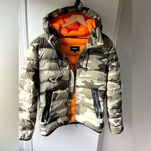 Mackage Men's Camo Puffer Jacket with Orange Lining